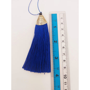 Royal Blue Tassels, Artificial Silk Tassel with Cone Cap, Earring Tassel